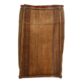 Tall Handwoven Antique Rice Storage Basket
