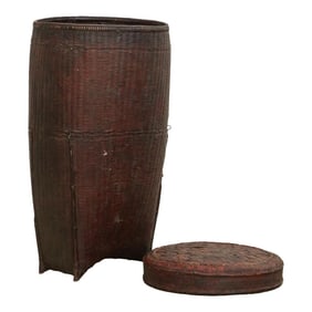 Early 20th Century Finely Woven Lidded Basket