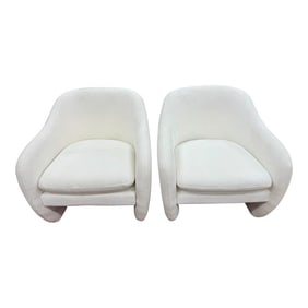 Pair of Mid Century White Club Chairs