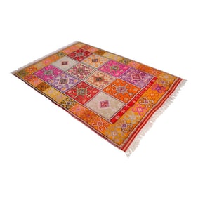 1950s Hand Knotted Colorful Turkish Rug