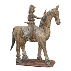 Royal Rajasthan, Antique Indian Painted Horse & Rider