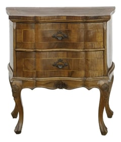 Vintage Italian Walnut Veneer Bedside Nightstand