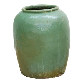 Monumental Silk Road Celadon Glazed Pot