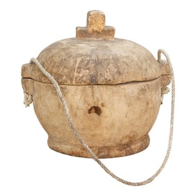 Antique Country Style Wooden Lidded Pot