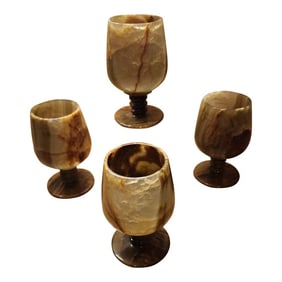Four Green Onyx Goblets