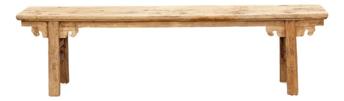 74" Long Vintage Bleached Wood Bench