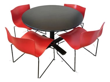 Knoll Massimo Vignelli 5 Pc Dining Set, Round Table & 4 Chairs