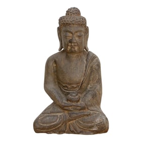 Peaceful Double Lotus Seated Stone Buddha