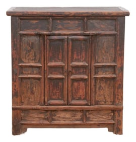 Antique Provincial 2 Door Rustic Asian Cabinet