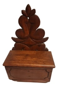 Vintage Carved Wood Primitive Salt Box