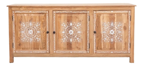 72" Long Damascus Mother of Pearl Inlaid Sideboard