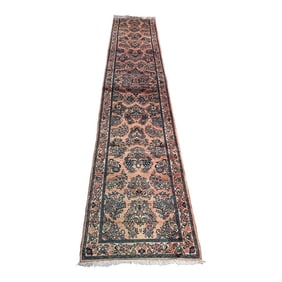 Turkish Inspired Caucasian Hand-Knotted Runner Rug – Floral Medallion Entryway Rug