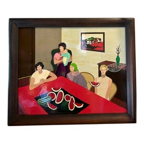 1990s Abel Quezada Still Life With Watermelons Framed Painting