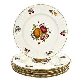 1960s Royal Worcester Delecta - Ribbed Warmstry Dinner Plates - Set of Six