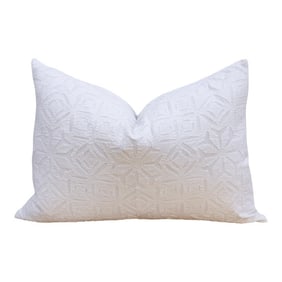 Linen Mist Lumbar Applique Pillow Cover