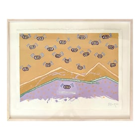 Barbara Beck Framed 2000 Abstract Watercolor Painting on Paper - Signed/Dated/Original Wood Frame