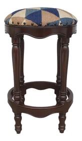 Shabby Chic Tribal Kilim Wood Bar Stool Jeffrey 18"x18"x32"