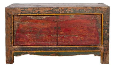 Antique Painted Qing Dynasty Buffet Cabinet