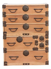 Meiji Era Japanese Chest on Chest Tansu Dresser