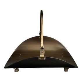 1960s Brass Fireplace Log Holder With Paw-Feet Arched Handle, Holiday Hearth