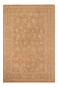 1990s 1990s Bohemian Sun Faded Brown/Beige Hand Knotted Wool Rug - 10'1" X 13'8"