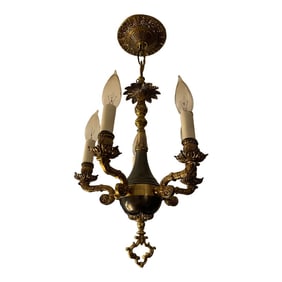 1970s 5 Light Brass Chandelier