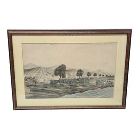 1930s Naval Sketches of the War in California, Lithograph No. 9 William Meyers Framed
