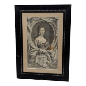 Jacobus Houbraken - 1744 Engraving Portrait of Queen Mary