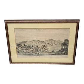 1930s Naval Sketches of the War in California, Lithograph No. 5 William Meyers Framed