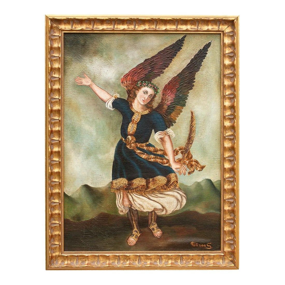 Framed Spanish Colonial ArcÃ¡ngel Arcabucero Oil Painting (1 of 7)