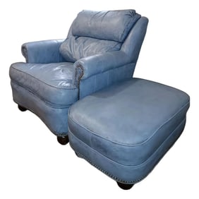 Classic Leathers Full Grain Club Leather Chair and Ottoman