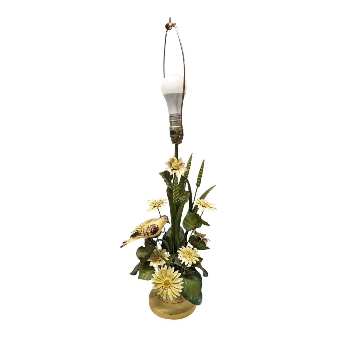 1960s Italian Tole Metal Bird & Floral Table Lamp (1 of 7)