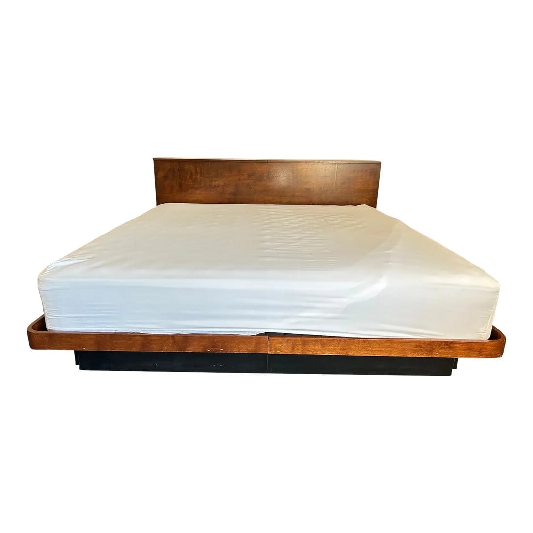 Mid-Century Modern Walnut King Platform Bed With Storage Headboard (1 of 16)