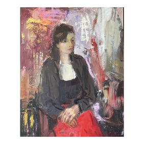 Vintage Oil Portrait of Marina by Murat Kaboulov 1939-2010