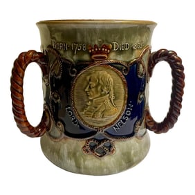 Early 20th Century Royal Doulton Lord Nelson Memorial Large Stoneware Loving Cup Centerpiece