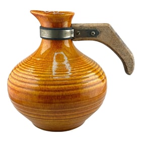 1960s Mid Century Bauer Orange Ringware Pottery Carafe Pitcher
