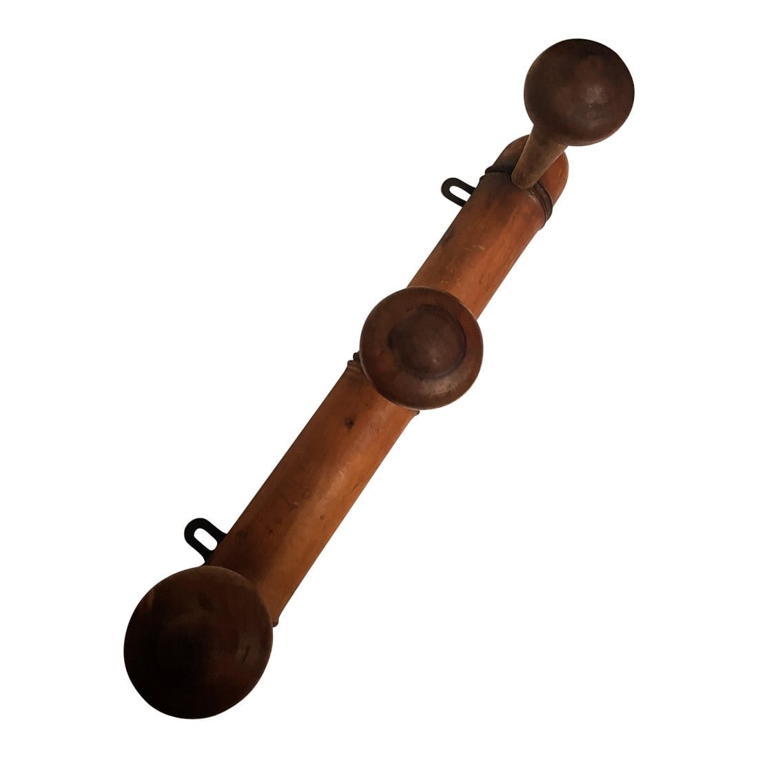 20th Century Rustic French Faux Bamboo Carved 3 Peg Wall Mount Coat/Hat Rack (1 of 12)