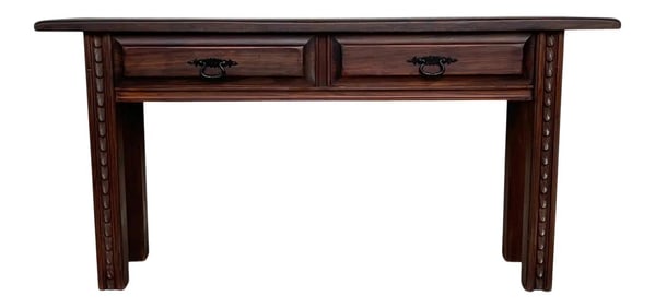 Late 19th Century Spanish Console Table With Drawers and Carved Legs