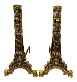 Antique Brass Andirons