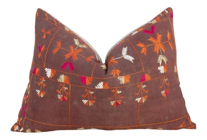 Esha Antique Indian Folk Lumbar Pillow