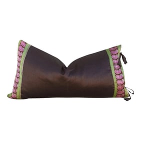 Vintage Yami Large Festive Indian Silk Queen Lumbar Pillow Cover