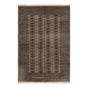 1990s 1990's Bohemian Tribal Bokhara Grey/Black Wool Rug (5'1 X 8'2)