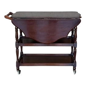 Early 20th Bar Cart With Three Tier and Two Leafs Convertible in Tea Table