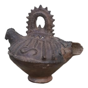 Rare Antique Earthenware Kundi Vessel