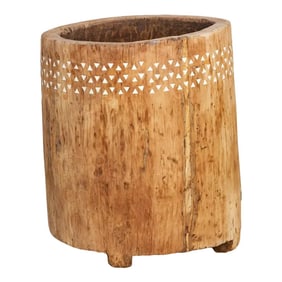 Large Bleach Wood Inlaid Naga Planter