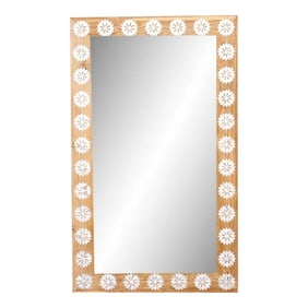 Large Bleached Teak Blossom Mother of Pearl Mirror