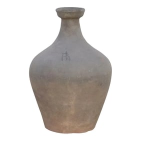 Oxidized Gray Terracotta Amphora Vase