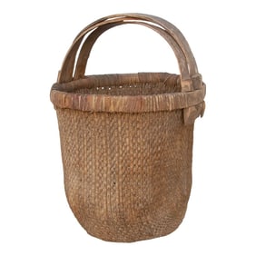 Antique Reed & Bamboo Rustic Basket