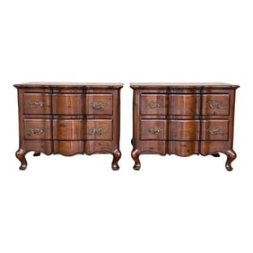 Pair of Italian Baroque Burled Walnut Chests of Nightstands