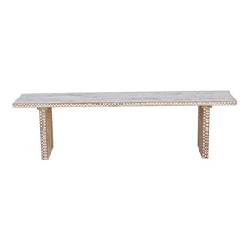 Bleached Wood Mother of Pearl Inlay Bench